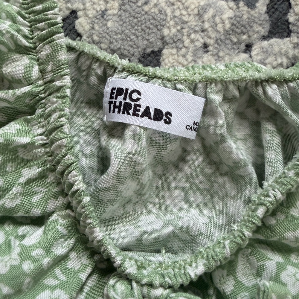 Epic Threads Light Green Floral Kids Dress - Picture 3 of 4